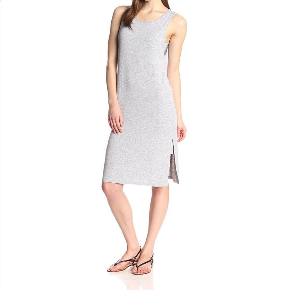 Splendid 2x1 Rib Tank Midi Dress Heather Gray